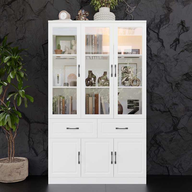 Vitrine 6 portes 2 tiroirs au design moderne