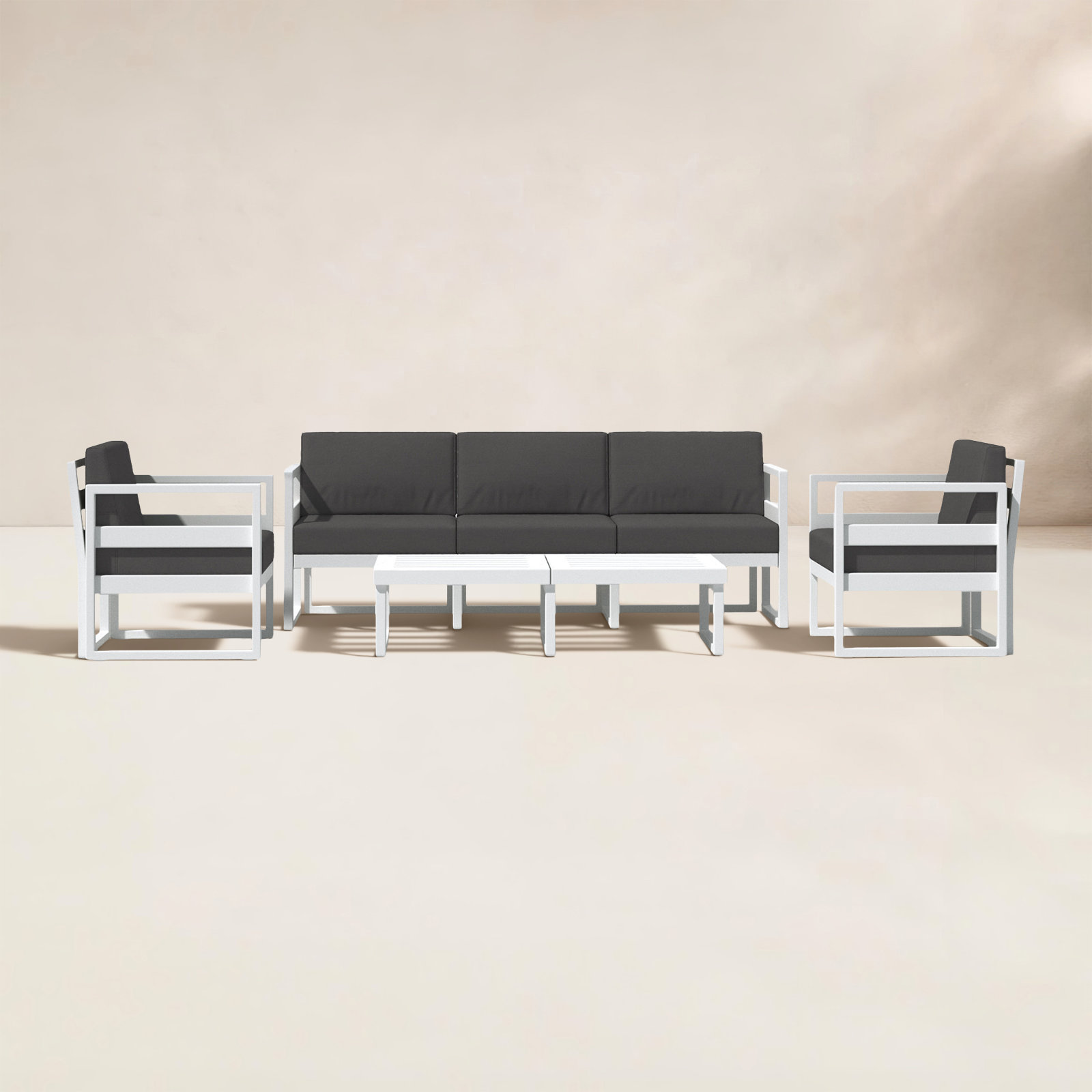 Lane 5 - Person Patio Conversation Set with Cushions, Charcoal, White