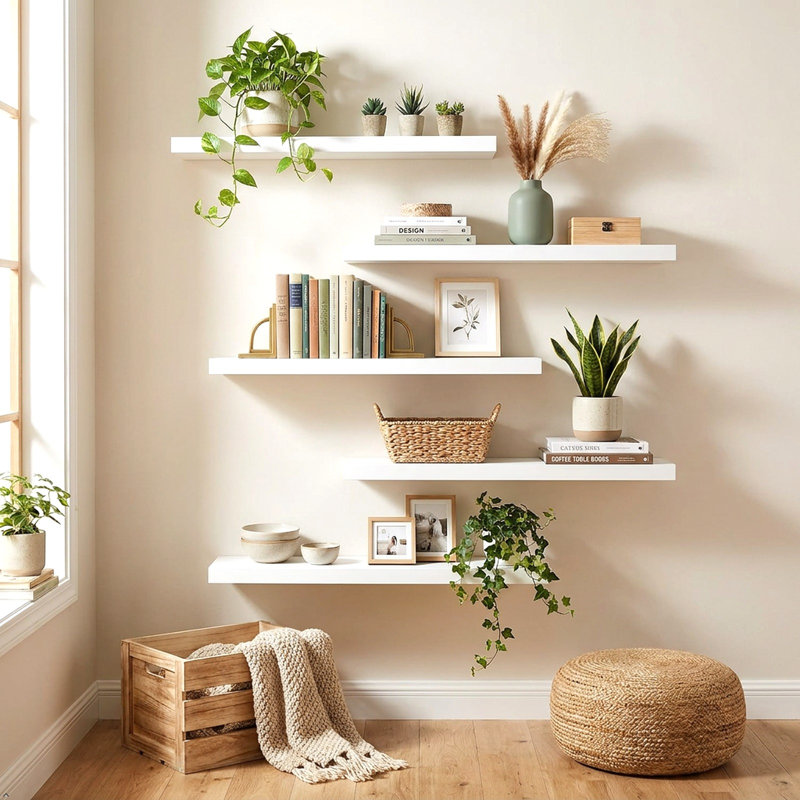 Bovina Floating Shelf, 2" H x 36" W x 9.25" D, White