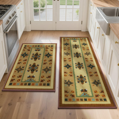  Tapis de cuisine 2 pièces Tapis de cuisine rembourré pour plancher, tapis de cuisine imperméable, ensemble de 2 tapis antidérapants de confort