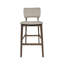 De 2 chaises modernes de style Mid-Century - Assise et dossier en tissu beige sur bois d'hévéa avec des pieds fuselés élégants et une construction robuste