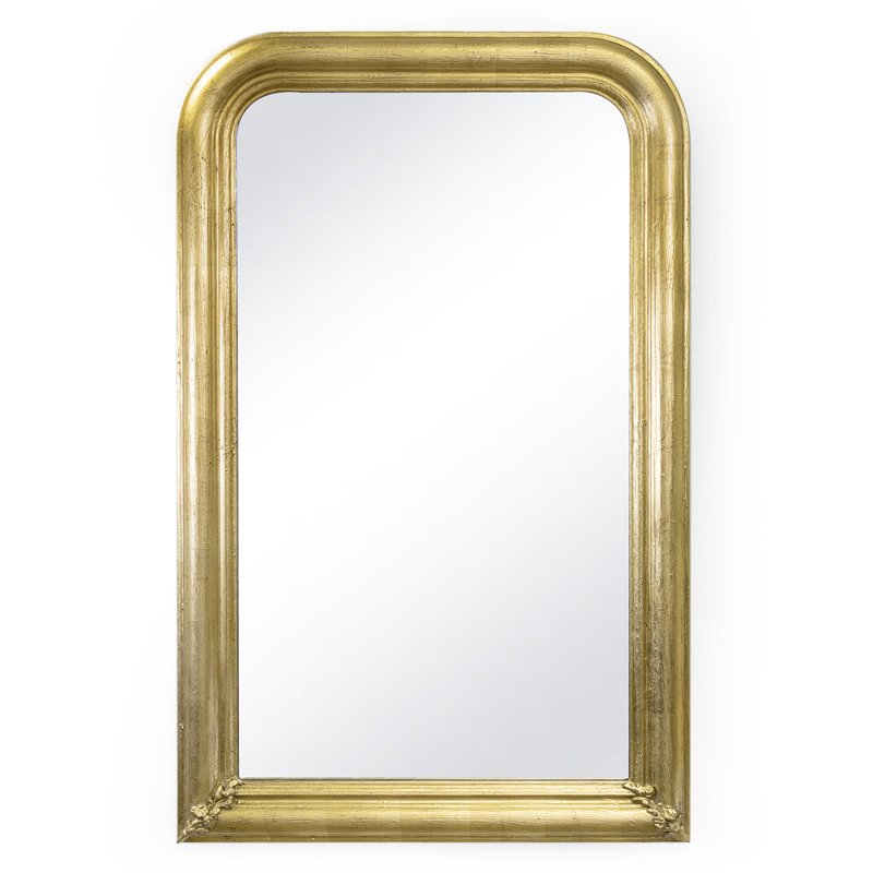 Gold Arched Rectangular Wood Accent Mirror