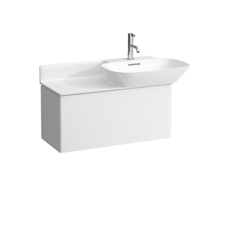 Ino 35.43'' W Single Vanity, Single Hole, White Matte, Left Shelf