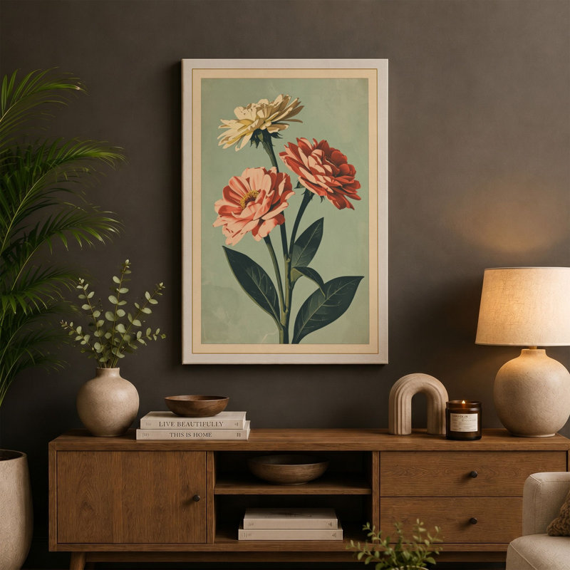 Carnation Arrangement Botanical - Wrapped Canvas, 24x16 - 61.0 x 40.6 cm, White Border