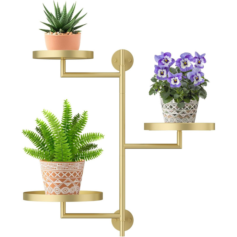 Support pour plante rotatif à 3 niveaux or