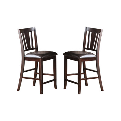 Chaise rembourrée brun foncé à hauteur de comptoir 2 - Fabrication en bois pour salle à manger, capacité de poids de 250 lb, 2 chaises en similicuir dans la base, support de 250 lb, salle à manger rembourrée