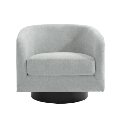 Applewold Upholstered Light Gray Chenille Swivel Barrel Chair with Solid Wood Base