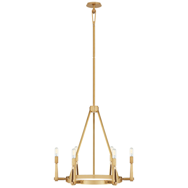 Thomas O'Brien Alpha 6 - Light Chandelier, Hand-Rubbed Antique Brass