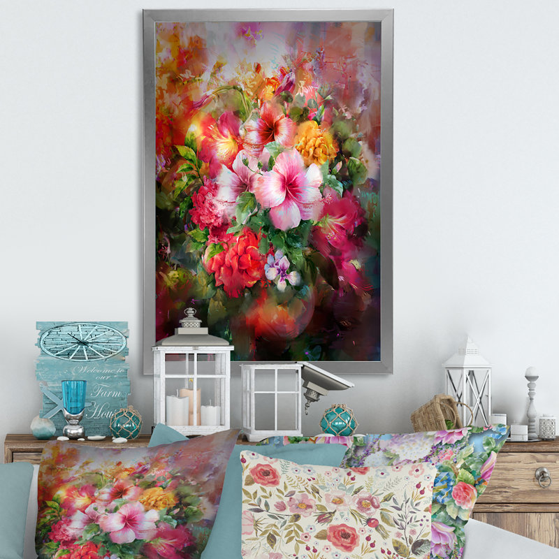 Fleurs de jardin Wasay, H 36 po x l 24 po x P 1 po, Cadre photo argenté