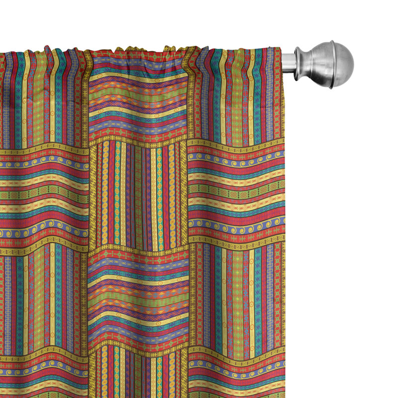 African Semi-Sheer Rod Pocket Curtain Panels, 28" x 63"
