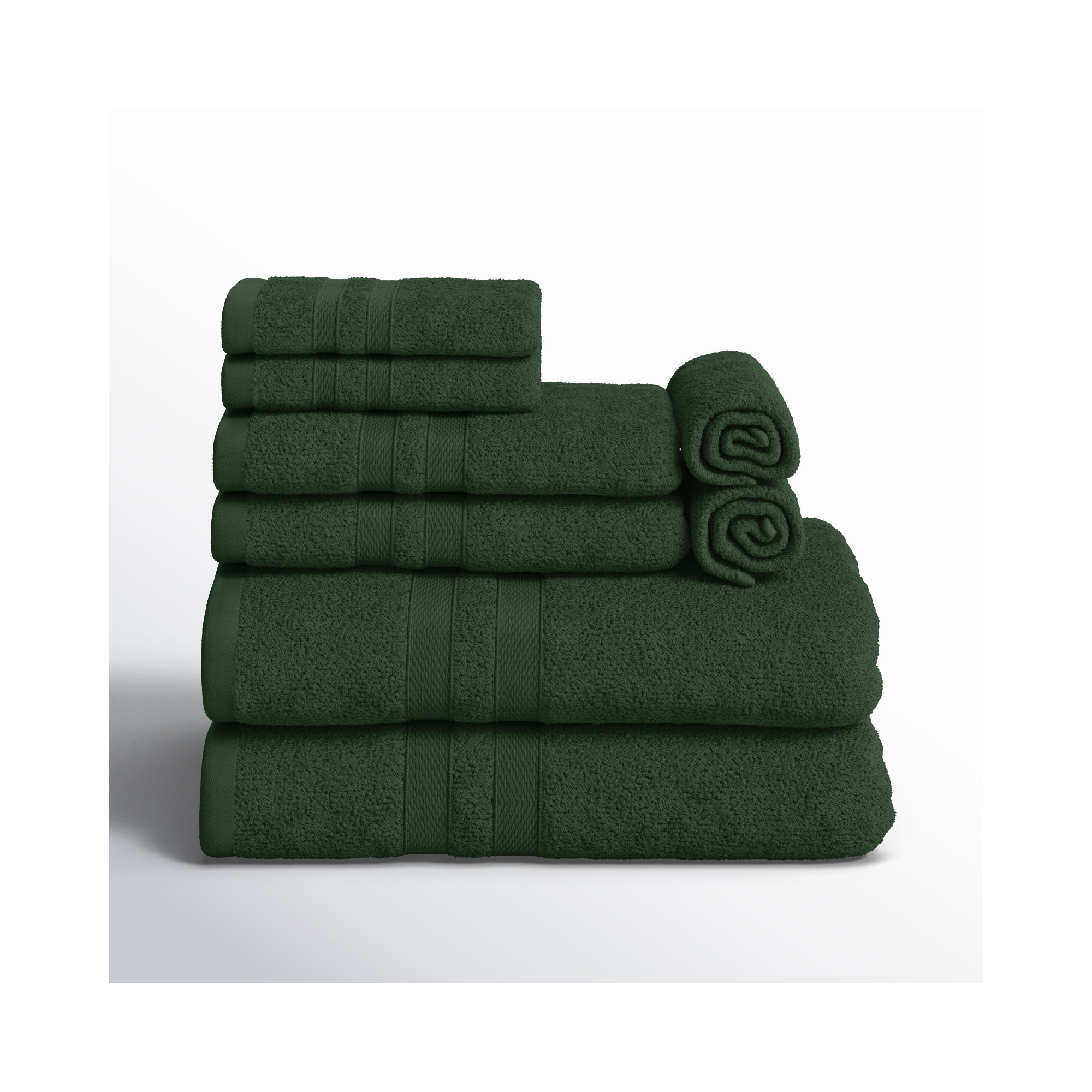 Winthrop Ultra Soft Quick-Drying 8-Piece Cotton Towel Set, Forest Green