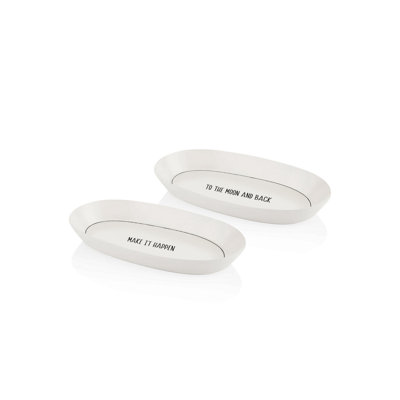Ensemble de 2 assiettes élégantes en céramique Clegg, blanc, 11,4 x 5,9 x 0,8 po | 100% lavable au lave-vaisselle | Parfait pour servir les hors-d'œuvre, les plats et les desserts | Élégant et fonctionnel pour toutes les occasions