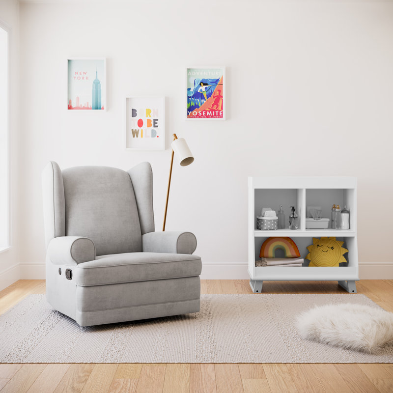 Serenity Wingback Steel Gray Swivel Recliner with USB Port