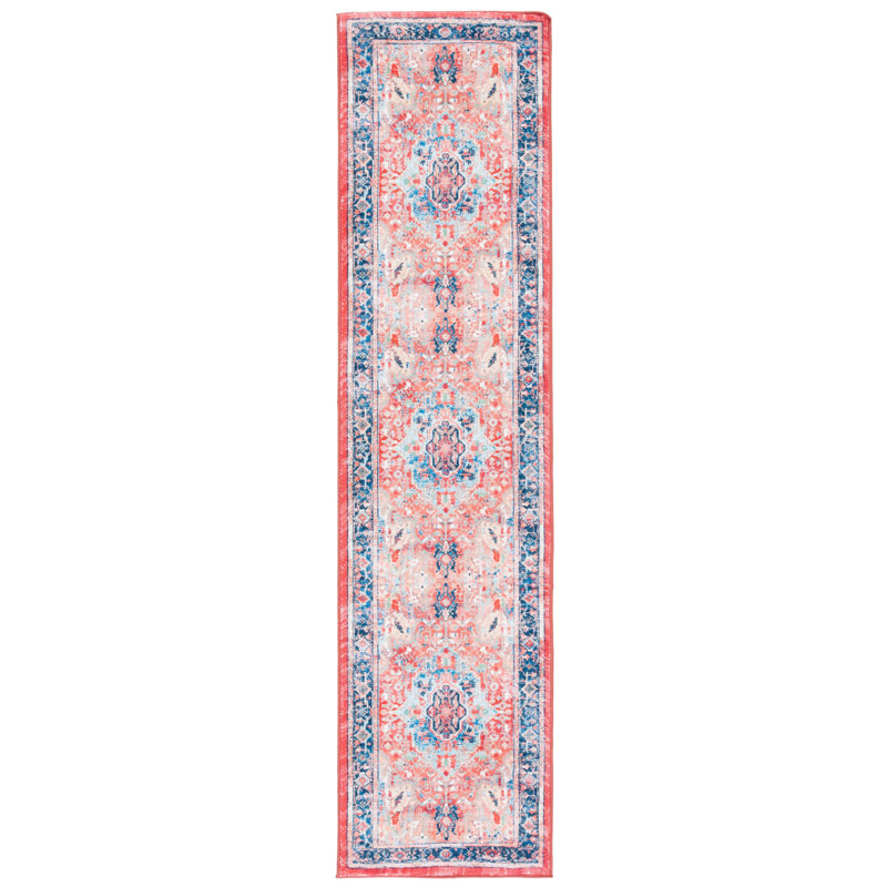 Daubert Oriental Navy/Red Area Rug, Runner 2'2" x 9'