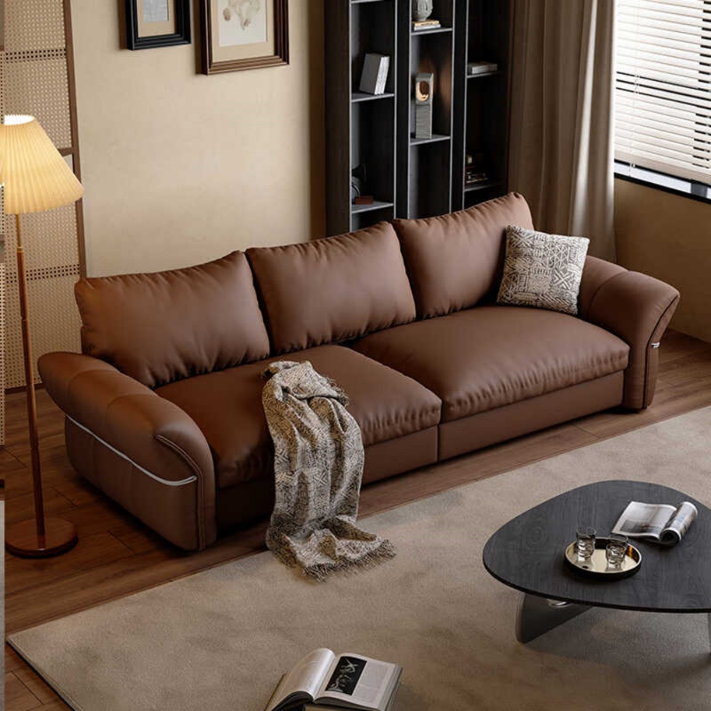 Canapé brun rétro, H 34,65 po x l 98,43 po x P 41,73 po