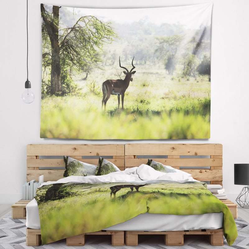 Tapisserie solitary antilope park landscape, H 32 po x l 39 po