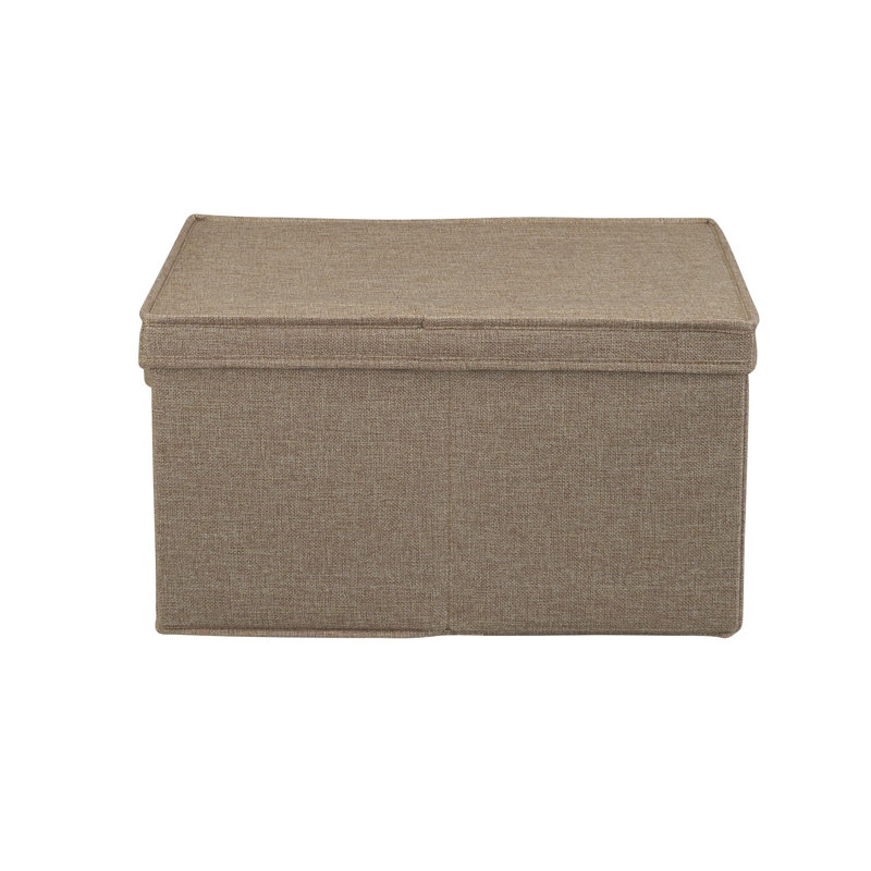Latte Linen Jumbo Stackable Fabric Storage Boxes with Lids