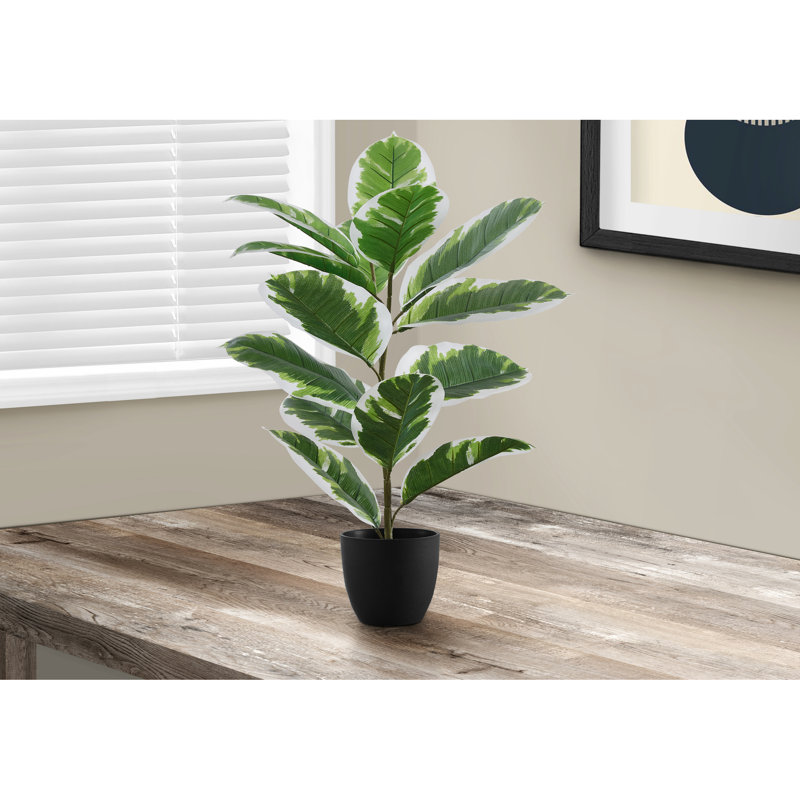 Plante artificielle de 27 po de hauteur avec feuillage en pot noir pour la décoration intérieure des feuilles intérieures