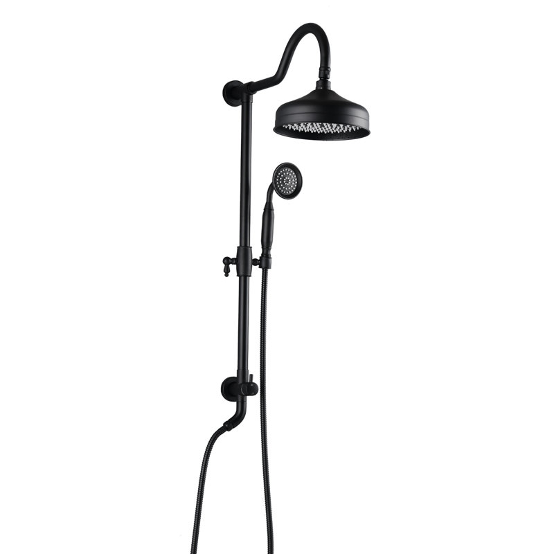Wall Mounted Shower System With 8" Rainfall And Handheld, Matte Black Chic Handheld In Construction