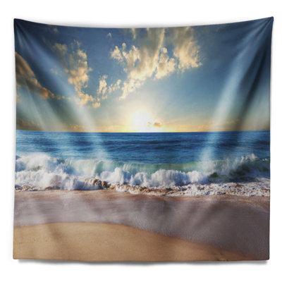 Photographie mer coucher du soleil tapisserie Seascape