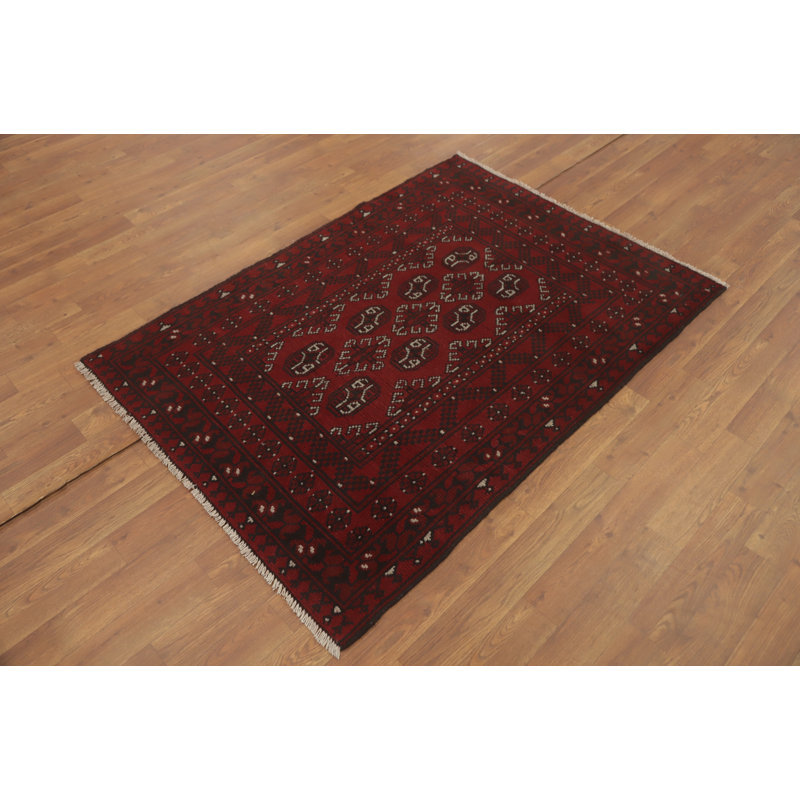 Tapis oriental rouge fait à la main 3 x 5
