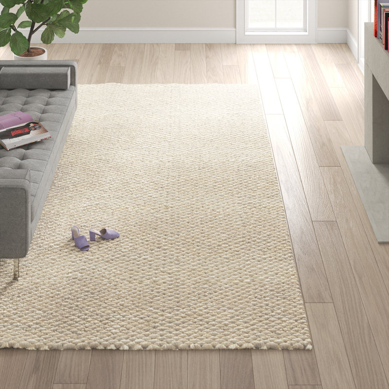 Wimbley Solid Color Flatweave Jute Area Rug in Tan, Rectangle 5' x 7'6"