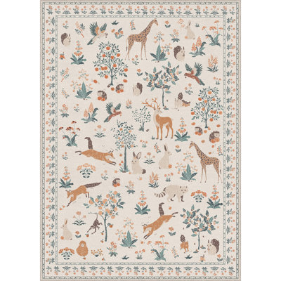 Alcoa Floral and Animal Print Performance Machine Washable Area Rug