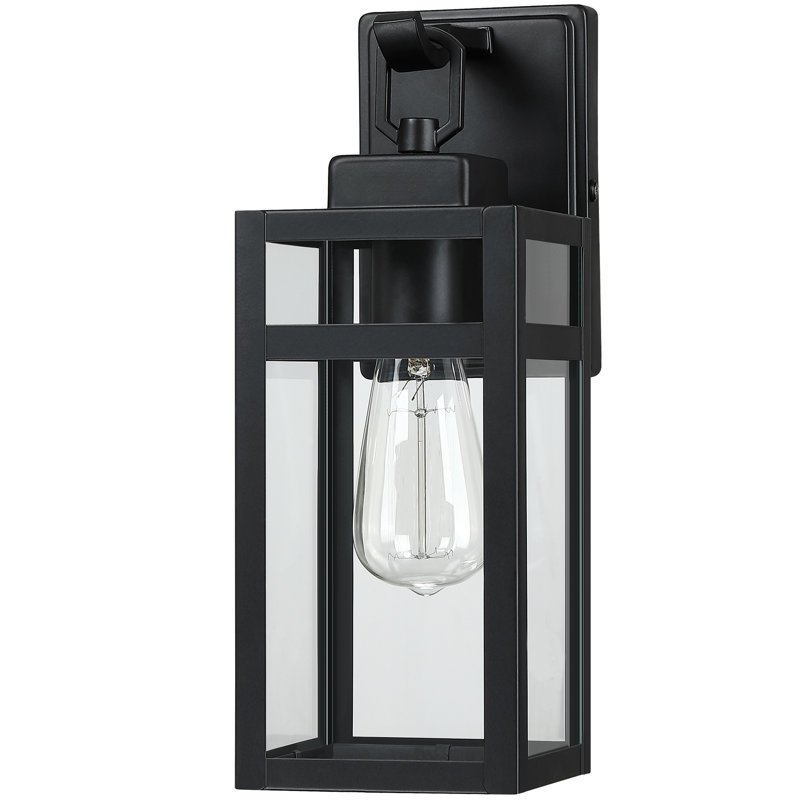 Schlesinger Matte Black Outdoor Wall Lantern, 35.3cm H x 12.7cm W x 16.7cm D