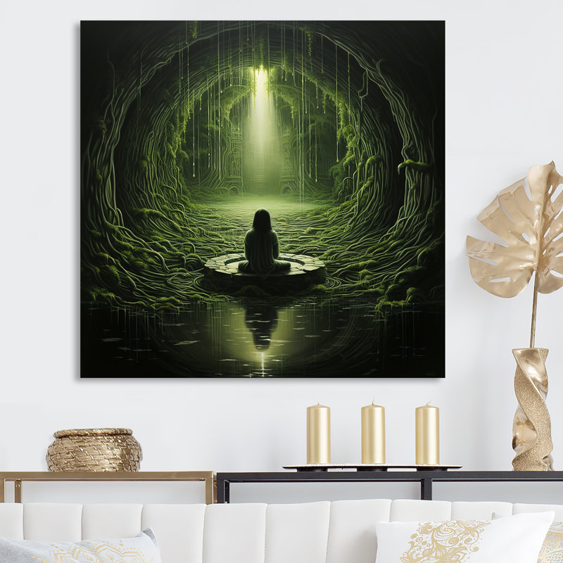 Vert intérieur sanctuaire méditation - impression, Toile tendue, H 24 po x l 24 po x P 1 po