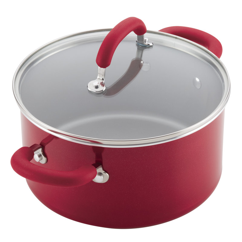 Rachael Ray Create Delicious Aluminum Nonstick Cookware Induction Cookware Set, 13-Piece, Red Shimmer