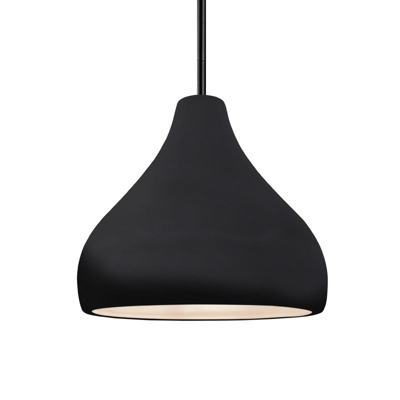 Luminaire suspendu à 1 lumière Meydan, H 8 po x l 11,5 po x P 11,5 po, Noir brillant / blanc mat, Noir mat