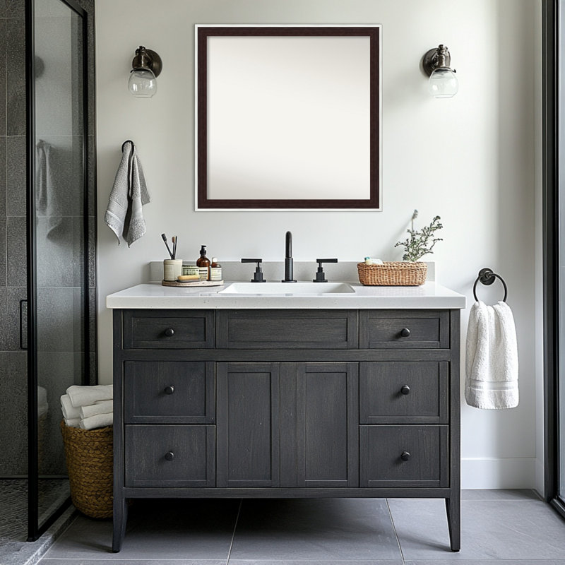Miroir mural de salle de bain Maya, Argent espresso, 29,25 po x 29,25 po