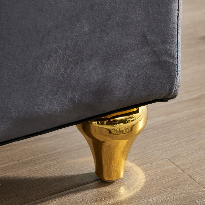 Chaise longue rembourrée Gaurik, Velours gris