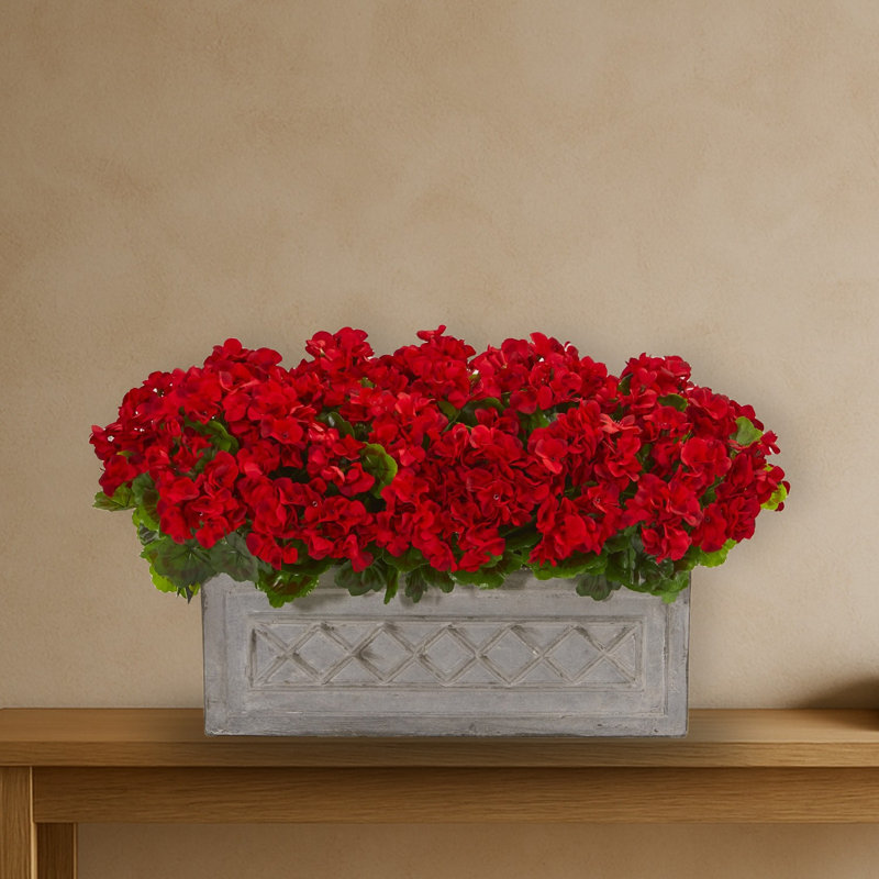 Geranium Artificial Plant in Stone Planter