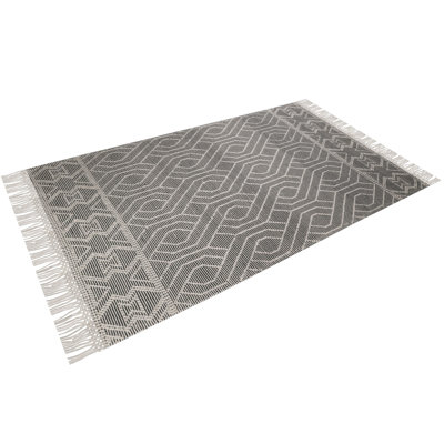 Tapis en laine Noh naturel bohème / noué à la main / fait à la main / bouclé / crocheté