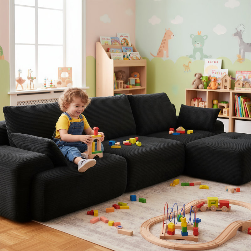 Canapé modulaire à compression moderne en mousse viscoélastique, Noir