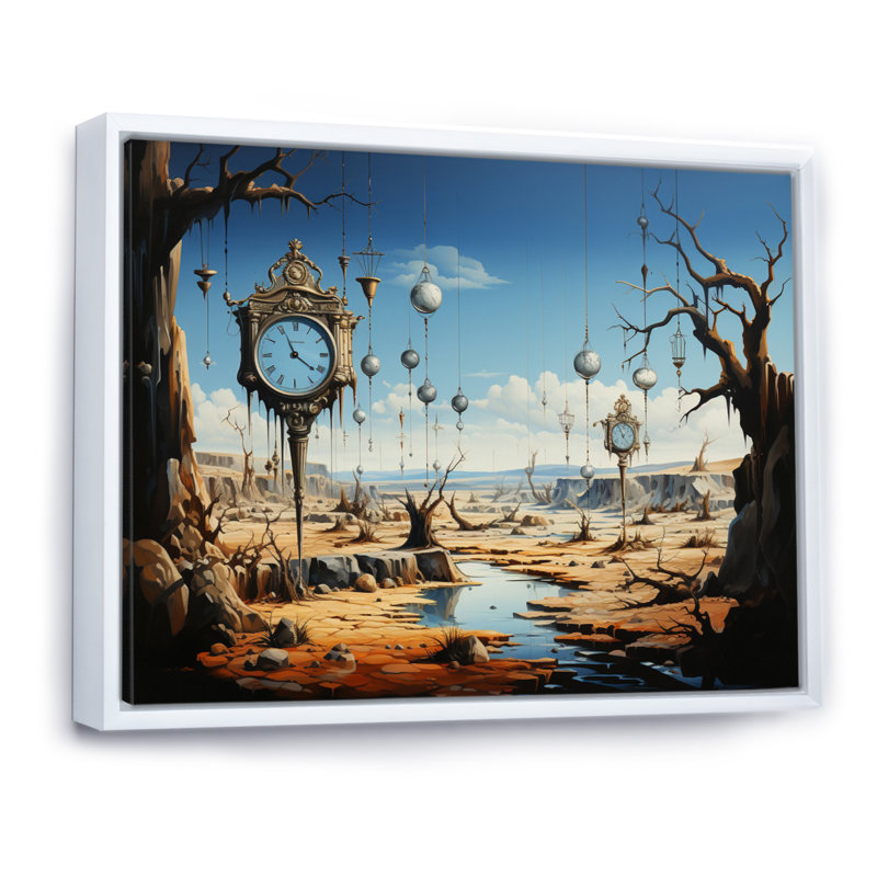 Chef-d'œuvre «The Persistance of Memory surrealism II», œuvre d'art, H 34 po x l 44 po x P 1,5 po, Cadre flottant blanc