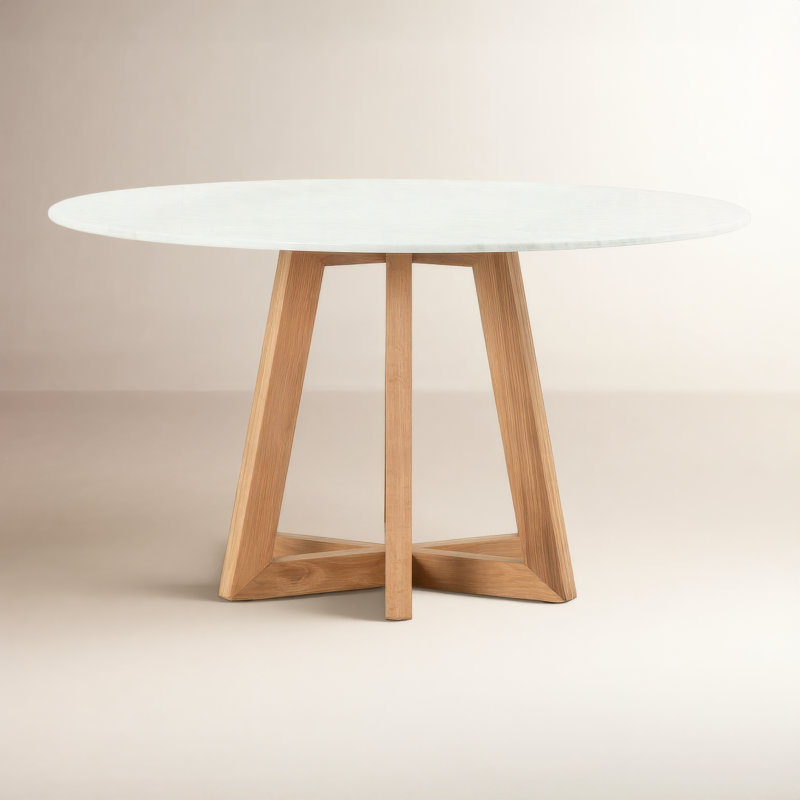 Creston Round Marble Dining Table, 30" H x 55" L x 55" W