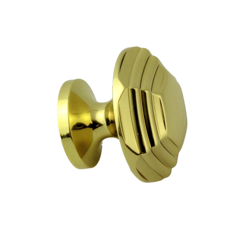 (Paquet de 5) Poignée hexagonale classique de 1-1 / 4 po en laiton massif poli