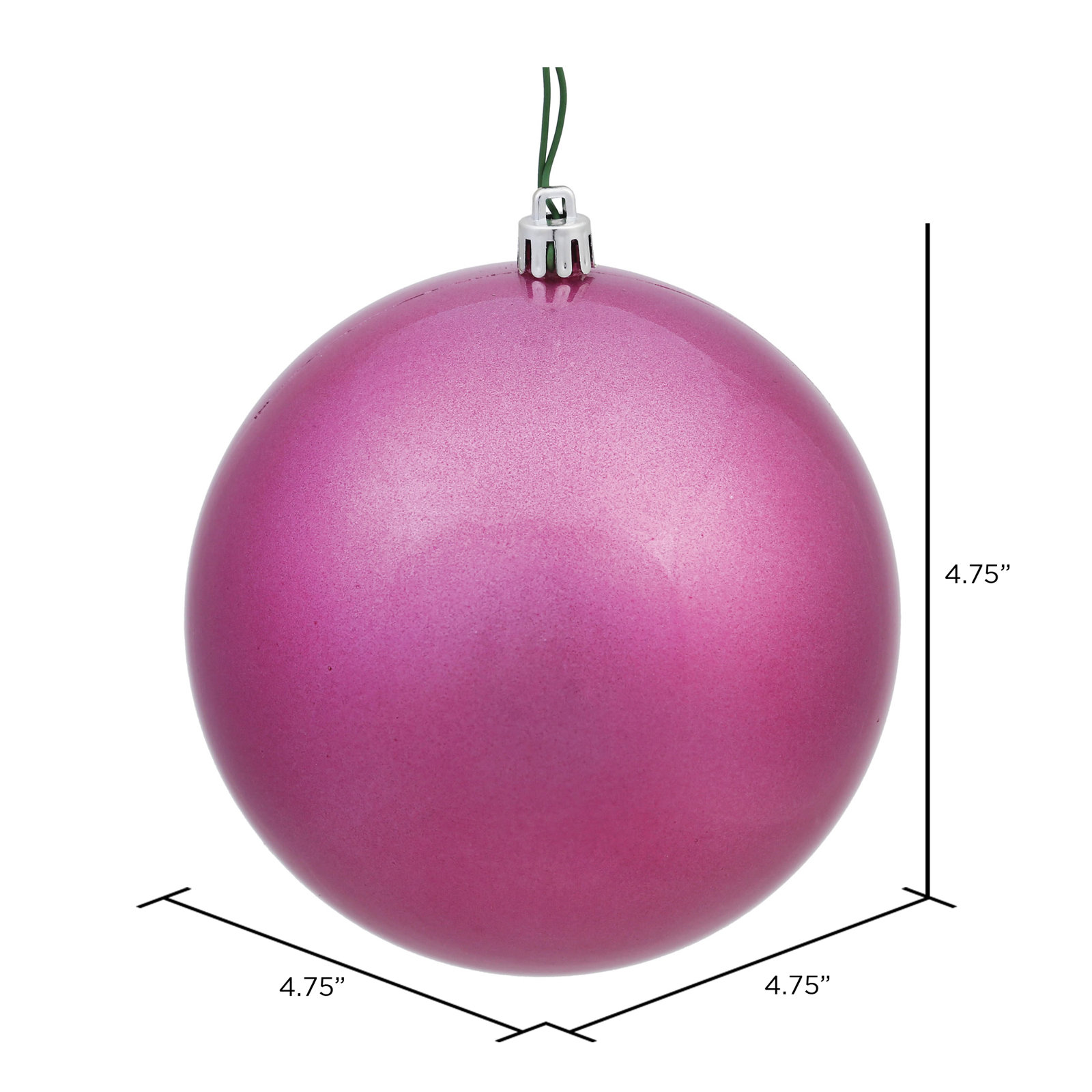 Christmas Ball Ornament, 4.75" H x 4.75" W x 4.75" D, Candy Mauve
