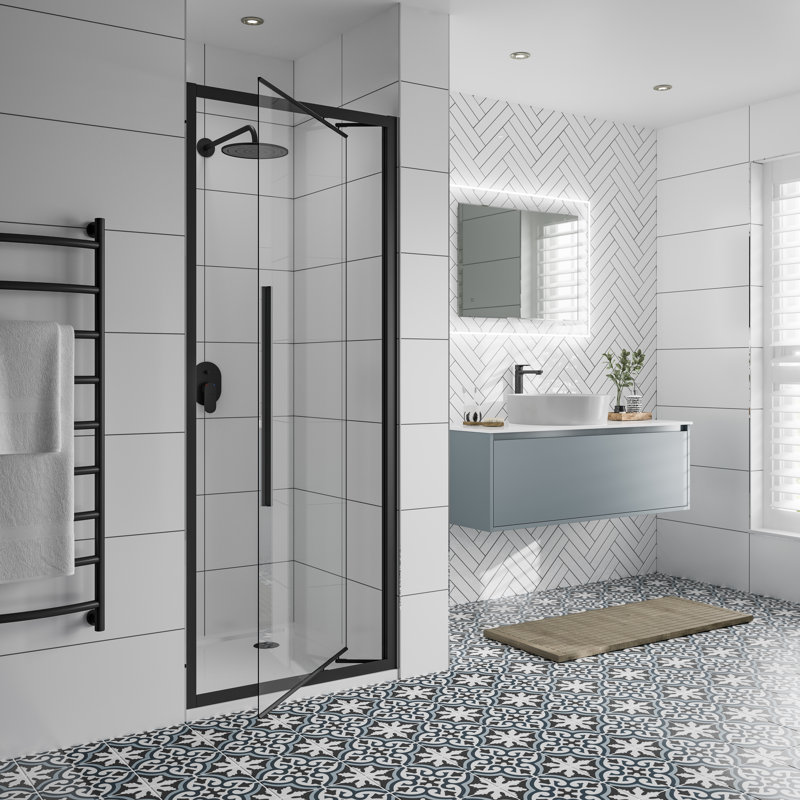 Bi-Fold Semi-Frameless Shower Door with Clear Glass, Chrome, 200cm H x 80cm W
