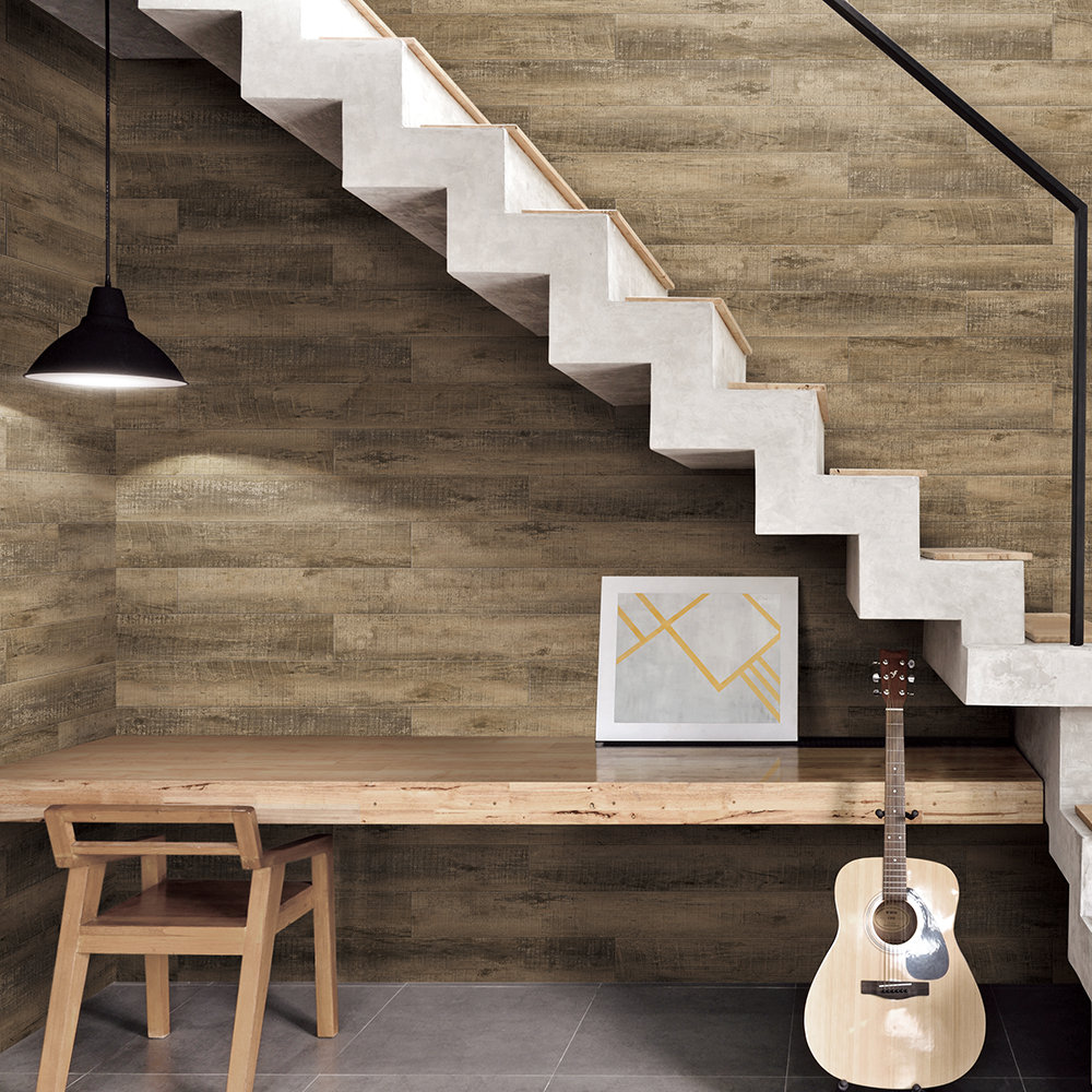 5" x 46.5" Peel and Stick Wall Paneling in Brown (12-pack) (Set of 12) Renoboard 