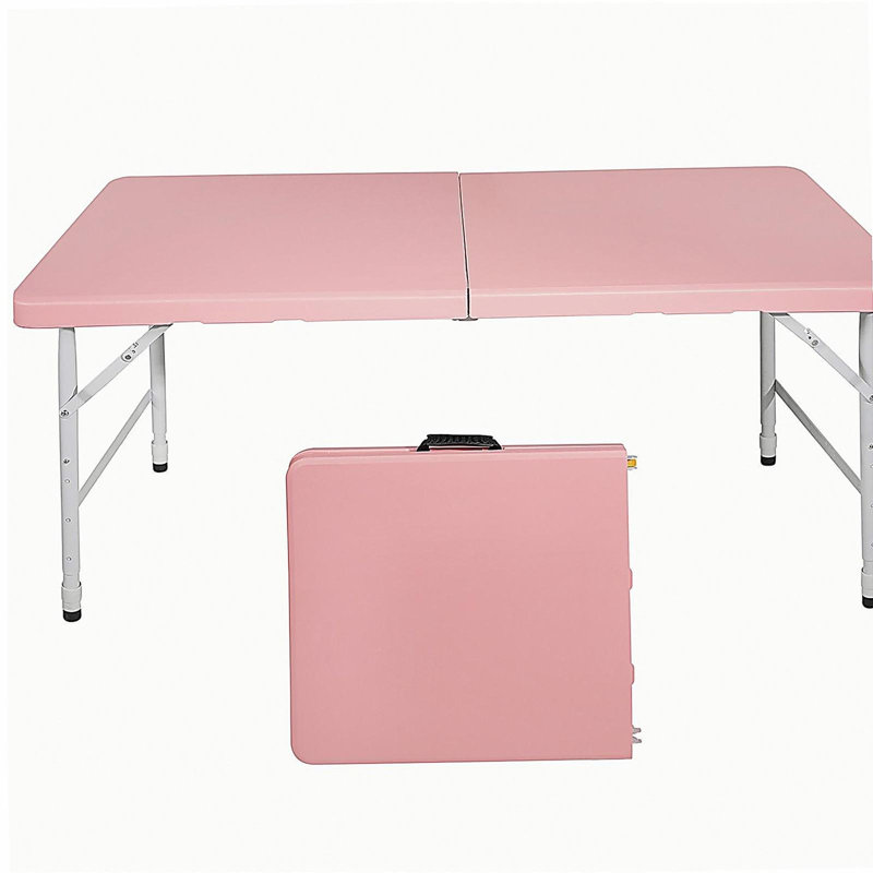 Table pliante portative rose 4 pieds pour un maximum de 135 kg pour l'intérieur et l'extérieur, Rose