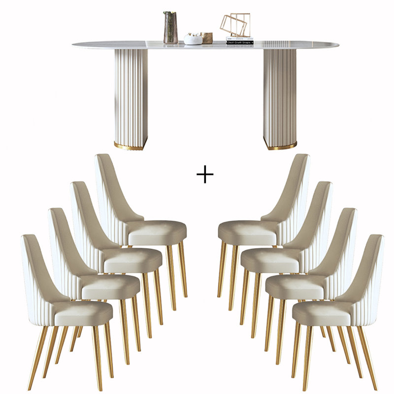 8 - Person Double Pedestal Dining Set, 29.53"H x 70.87"L x 31.5" W