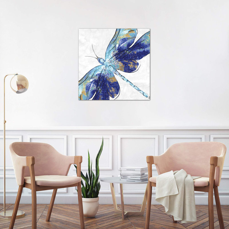 Blue Dragonfly by Eva Watts - Print on Canvas, 66.04 cm H x 66.04 cm W x 1.91 cm D, No Frame