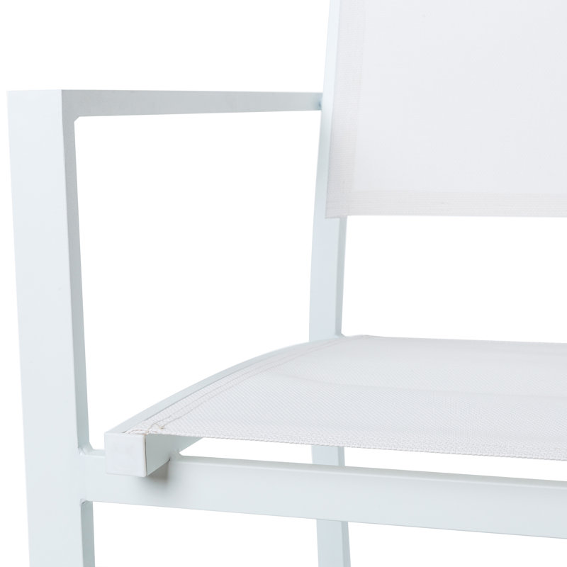 Zuckerman Stacking Patio Dining Armchair with Cushion, White