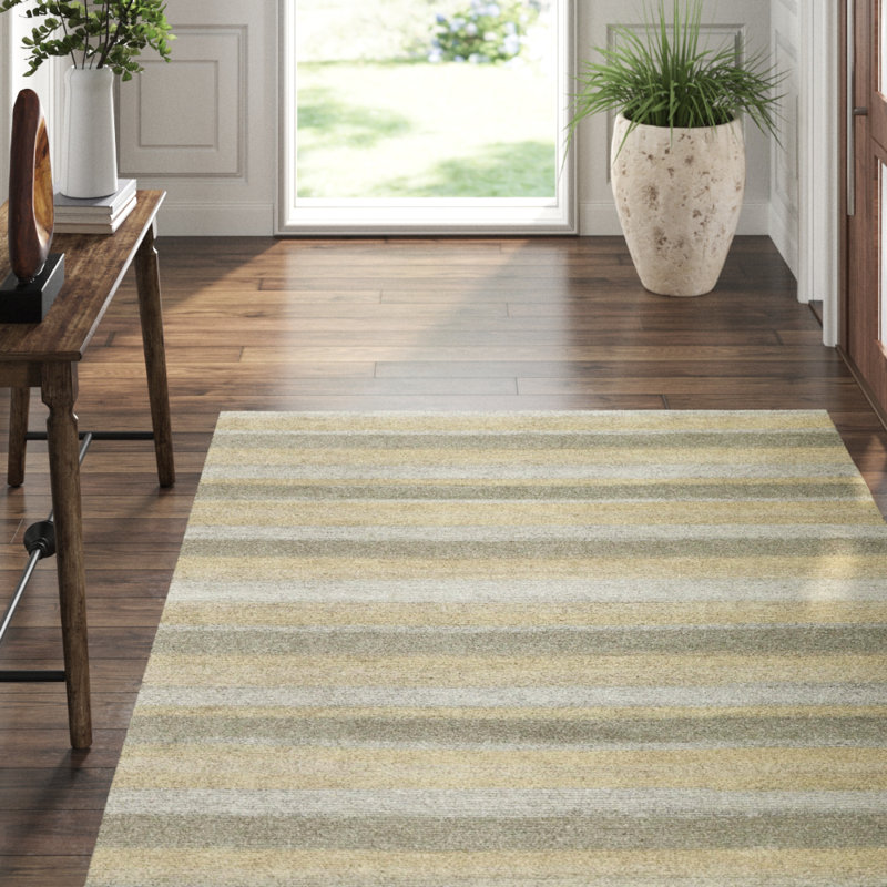 Boardwalk Striped Area Rug in Beige/Gray/Neutral, Rectangle 9' x 12'