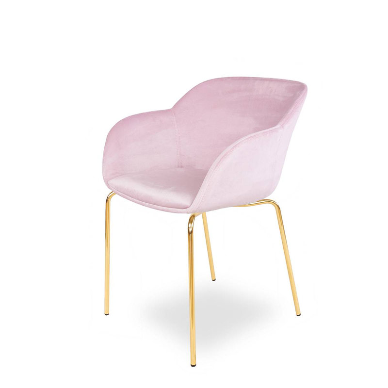Orason 43 cm H Upholstered Velvet Armchair, Pink, Gold