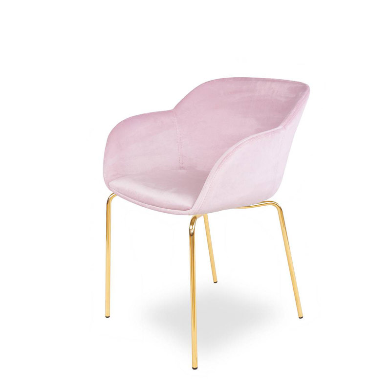 Orason 43cm H Velvet Upholstered Armchair, Pink, Gold