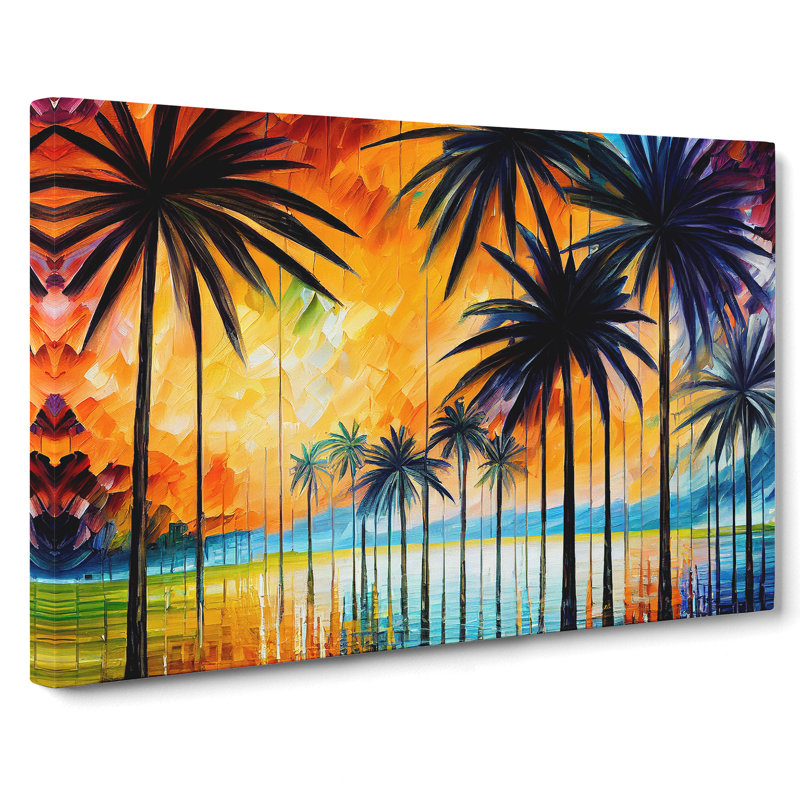 Palm Tree Painting Vol.7 Abstract - Wrapped Canvas, 35cm H x 50cm W x 3cm D